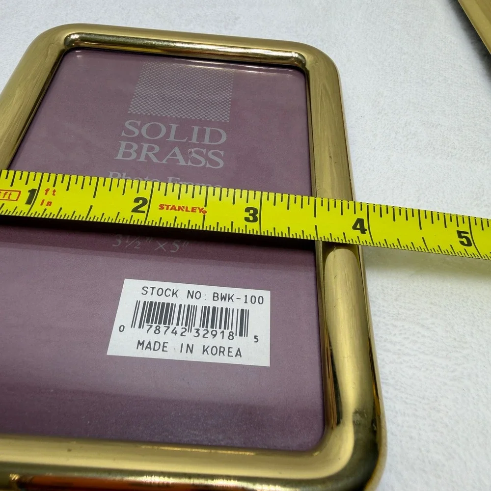 Solid Brass Photo Frames 2 Gold Polished Round Edge 3.5x5 Made in Korea NWOT